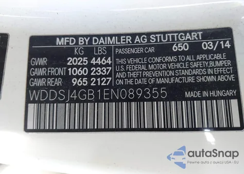 2014 Mercedes-Benz Cla 250 4Matic из США, поврежденный, VIN WDDSJ4GB1EN089355